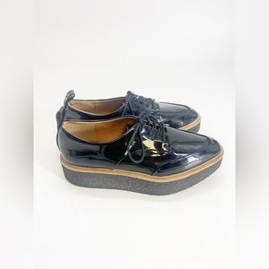 Zara Patent Leather Square Toe Derby Platform 37/7